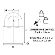Master Lock 40mm 4-Pin - Keyed Alike x 2 / Brass / Langlebig, solide Keyed Padlocks