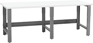 BenchPro RE3696-GFr-W 36 x 96 x 30 to 36 in. Adjustable Height Roosevelt Workbenches with Formica Laminate Top Gray & White