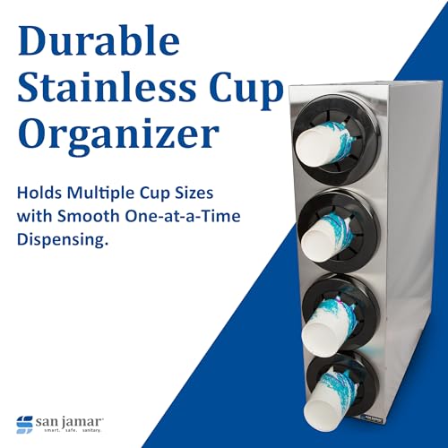 San Jamar 4 Tiers / Silver / 4 Cup Dispensers Commercial Beverage Dispensers