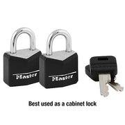 Master Lock 1 / 2 Count (Pack of 1) / Black Keyed Padlocks
