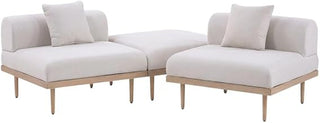 Brown Fabric 3-Piece Outdoor Modular Sofa Set with Cushions, Contemporary Style, Comfortable Seating, Arm Height 28.5 Inches