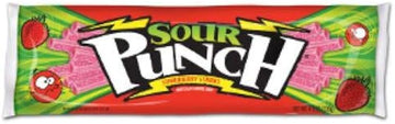 American Licorice King Size Strawberry Sour Punch Straw Candy, 4.5 Ounce - 24 per case.