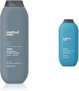 Method Men 2-in-1 Shampoo and Conditioner 14 fl oz, Body Wash 18 fl oz Bundle