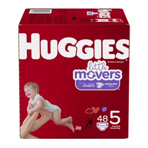 Little Movers Diapers by HUGGIES – Size 5, Polypropylene, White, Pack of 48, Model 036000497168