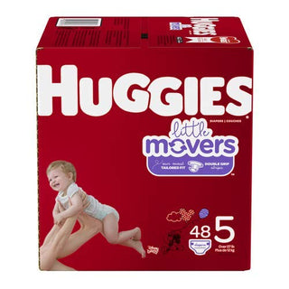 Little Movers Diapers by HUGGIES – Size 5, Polypropylene, White, Pack of 48, Model 036000497168