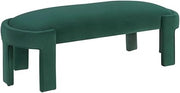 Lexicon Flux Velvet Bench with High-Density Foam Cushioned Seat in Green