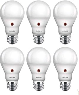 PHILIPS LED Dusk-to-Dawn A19 Frosted Light Bulb: 800-Lumen, 2700-Kelvin, 8-Watt (60-Watt Equivalent), E26 Base, Soft White, 6-Pack