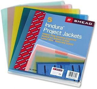 SMEAD 85750 Project Jackets LTR Poly CLR/Translucent: BL/GR/YW 5 Pack