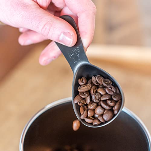 Airscape Stainless Steel Coffee Canister & Scoop Bundle | Dry Goods Storage by Planetary Design – Small, 250 milliliters, Stainless Steel, Black