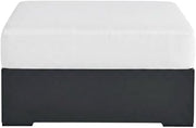 Powder-Coated Aluminum Outdoor Ottoman with Thick Cushion, Patio Ottomans and Outdoor Foot Rest for Patio, Gray White