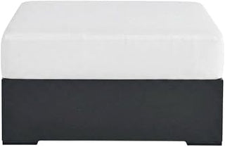 Powder-Coated Aluminum Outdoor Ottoman with Thick Cushion, Patio Ottomans and Outdoor Foot Rest for Patio, Gray White
