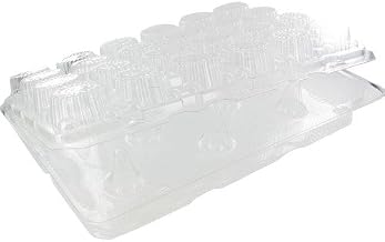 Polar Pak 02334 24 Compartment Clear Plastic Hinged Cupcake Container, 3.5" Height | 50/Case