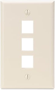 Leviton QuickPort Wallplate, Single Gang, 3-Port, 41080-3TP, Light Almond
