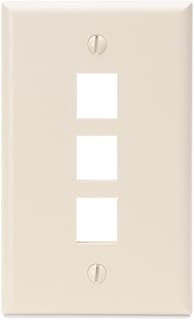Leviton QuickPort Wallplate, Single Gang, 3-Port, 41080-3TP, Light Almond