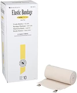 Henry Schein Elastic Bandage Wrap, 4" x 4.5 Yds, Tan, Clip Closure, 10 Ct