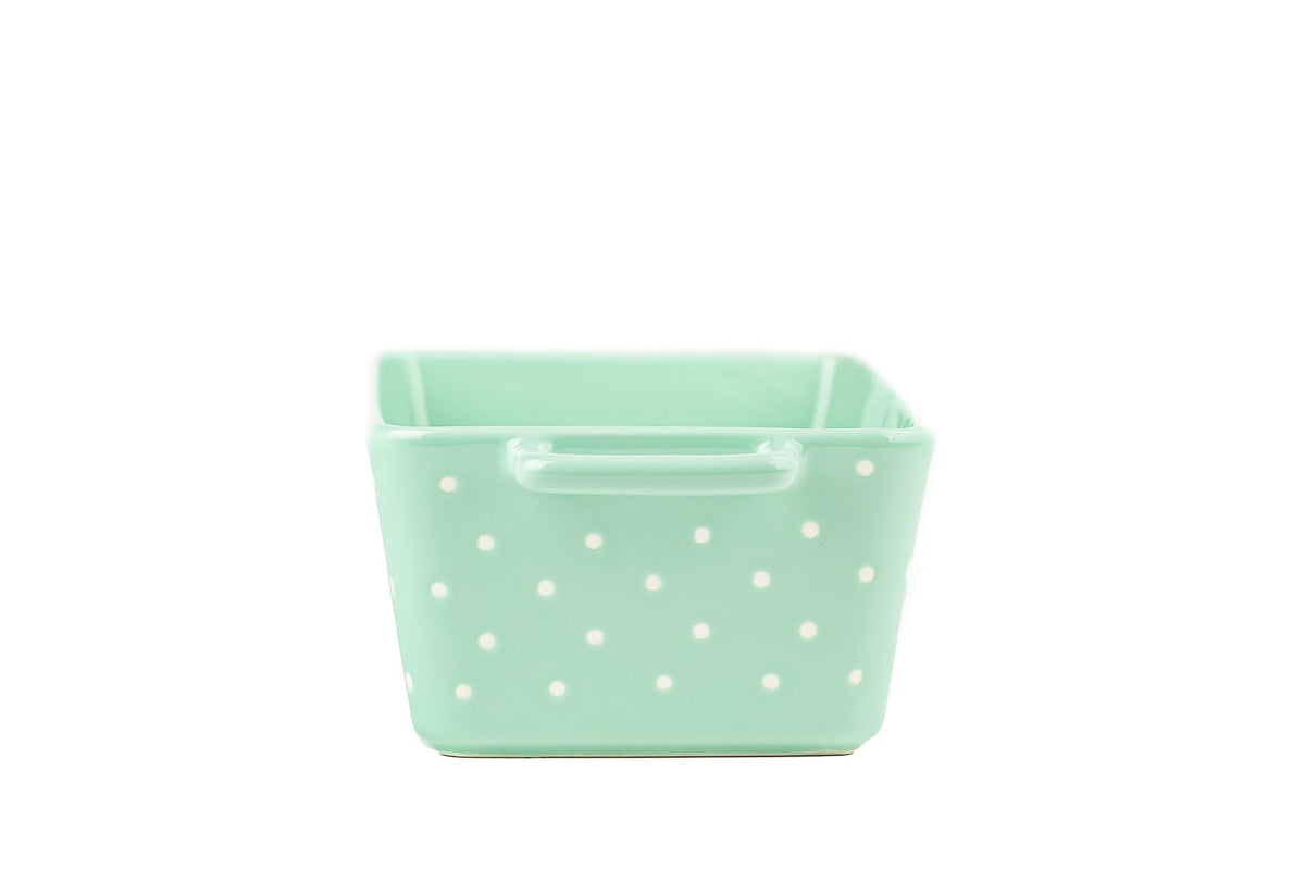 Daisy Polka Dot Loaf Pan by 10 Strawberry Street – 12" x 6", Stoneware, Mint Loaf, Model LOAF-DSYDT