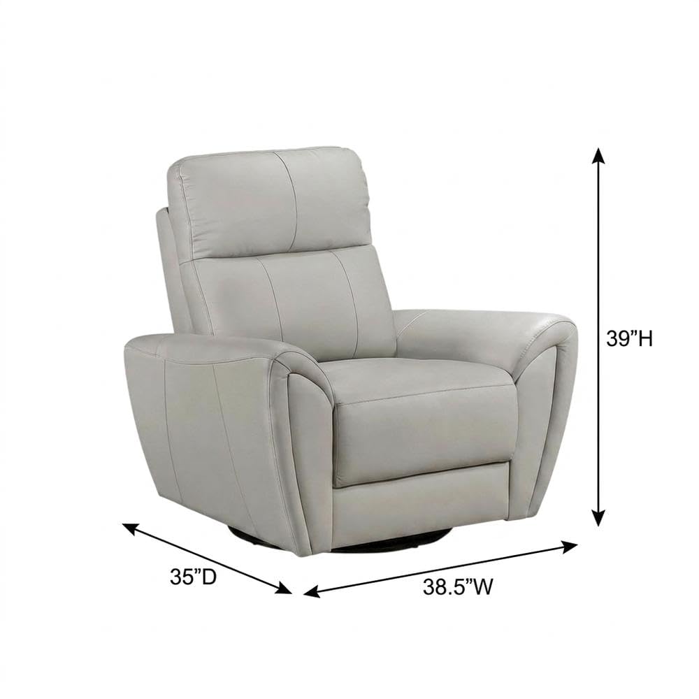 Leather-Upholstered Armchair with Swivel Glider Base by Starlight Canyon Home – Leather, Grey