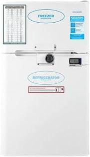 ACCUCOLD 19" Refrigerator - Freezer, Undercounter Fridge, 3.2 cu.ft. Capacity, ADA Compliant, NIST Calibrated External Temperature Readout, White - AGP34RFLCALLHD (Left Handed Door Swing)