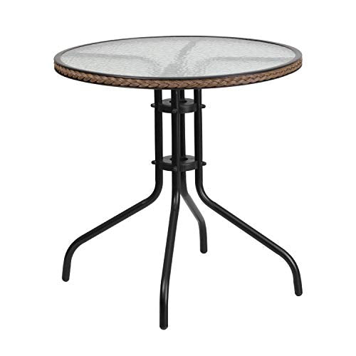 Flash Furniture Clear/Dark Brown / Table + 4 Chair / Round Table + 4 Chairs Table & Chair Sets