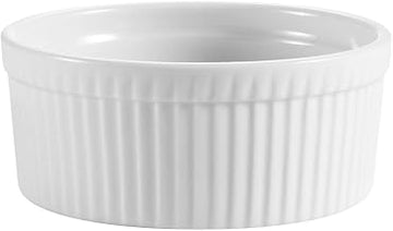 CAC China SFB-32 Porcelain Round 32-Oz Fluted Souffle Bowl 6" Diameter x 2-3/4" High, Super White - 1 Each