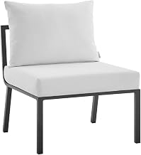 Gray Outdoor Patio Aluminum Armless Chair, Weather-Resistant Frame, Comfortable Backrest and Cushion, Modern Design for Outdoor Relaxing
