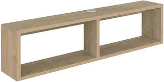 Furnifact White Floating TV Stand and Entertainment Center, 36 Inch, Engineered Wood, Modern Design, Multi-Shelf Storage, Elegant Oak Finish