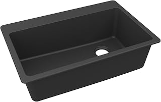 Elkay ELG13322MB0 Quartz Classic 33" x 22" x 9-1/2" Single Bowl Drop-in Sink, Matte Black