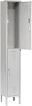 Global Industrial Double Tier Locker, 12x15x36, 2 Door Unassembled, Gray