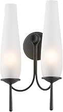 Troy Lighting Legacy 2-Light Wall Sconce | Forged Iron | Clear Etched Glass Shades | Classic Hurricane Style | Vintage-Inspired Double Sconce | Wrought Iron Frame | Damp Rated | Model B4218-FOR