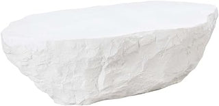Starlight Canyon Home White Concrete Coffee Table with Durable Solid Surface and Weight Capacity Up to 220 lbs, Modern Minimalist Design for Stylish Living Room Spaces