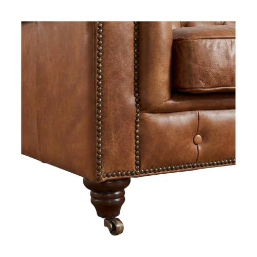 Starlight Canyon Home Leather-Upholstered Loveseat with Chesterfield Tufting, Leather Couch Sofa Vintage Chesterfield Love Seat Couch, Light Brown - image 8