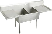 Elkay SS8230LR0 78" 27-1/2" x Floor Mount Double Compartment Scullery Sink with Drainboard