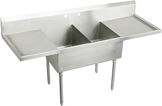 Elkay SS8230LR0 78" 27-1/2" x Floor Mount Double Compartment Scullery Sink with Drainboard