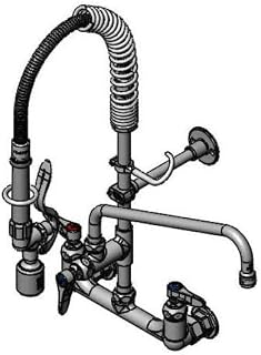 T&S Brass MPY-8WLN-12 Mini-PRU Wall Mount Faucet with B-0107-C, 12" Swing Nozzle, Lever Handles and Wall Bracket, 8"