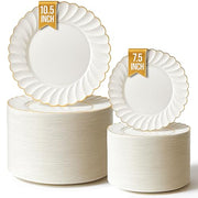 Stock Your Home Ivory & Gold / 100 / 100 Count Plates