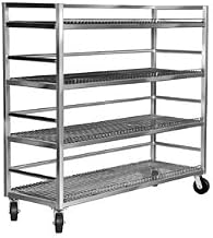 Channel MC2472-3 Glass/Oval Tray Rack, Mobile Shelf Truck/Flight Cart, 75"W x 25"D x 72"H, Aluminum Construction, 24" Shelf Spacing