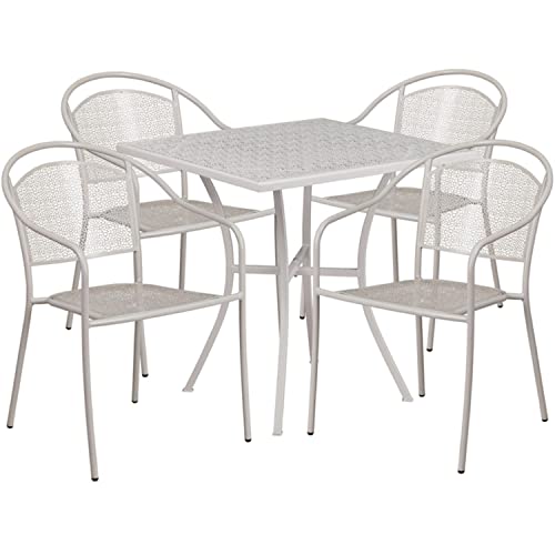 Flash Furniture Light Gray / 28" / 4 Round Chairs + Square Table Dining Sets