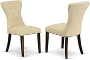 Furnifact Upholstered Dining Chair Parsons Style, Kitchen Chairs for Dining Room Table and Dining Table Chairs, Mahogany, Set of 2