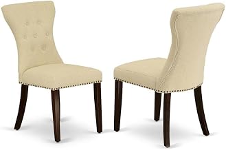Furnifact Upholstered Dining Chair Parsons Style, Kitchen Chairs for Dining Room Table and Dining Table Chairs, Mahogany, Set of 2