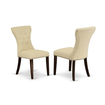 Upholstered Dining Chair Parsons Style by Furnifact – Wood, Mahogany, Pack of 2