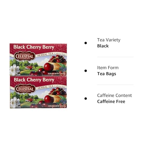 Celestial Seasonings Black Cherry Berry / 20 Count (Pack of 2) / 2 Tea Samplers