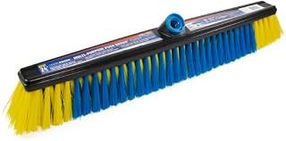 UNGER Professional Lock-On 24” Multi-Purpose Push Broom – Professional Grade, Dual-Bristle Push Broom, with Water-Flow Action Floor Sweeper for Home & Business