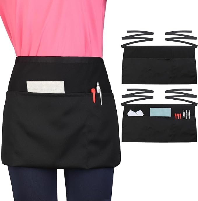 Black Waist Server Apron by Generic – Multicolor, Model 1pc