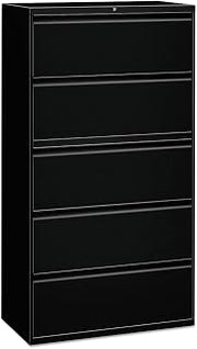 Alera 25497 Five-Drawer Lateral File Cabinet - Black