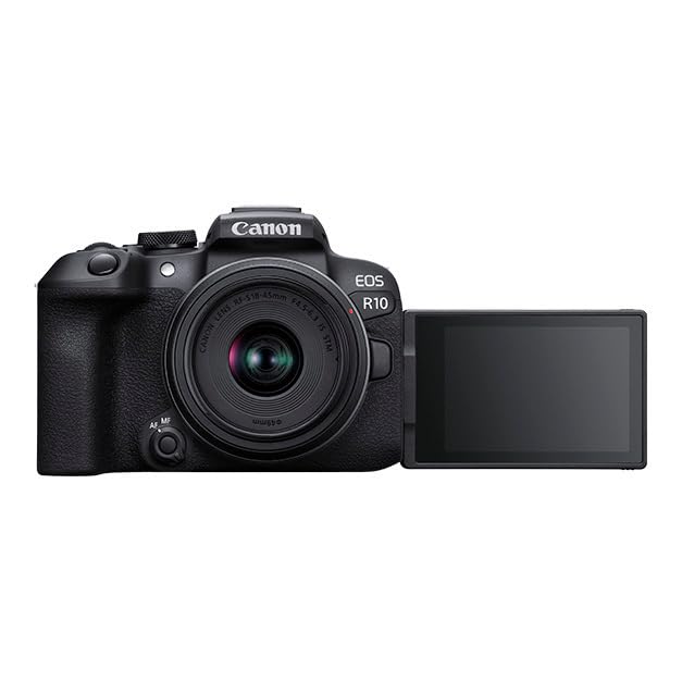 EOS R10 Mirrorless Camera with RF-S 18-45mm Lens and Accs Bundle by Canon – Black, Model CAER101845-K1