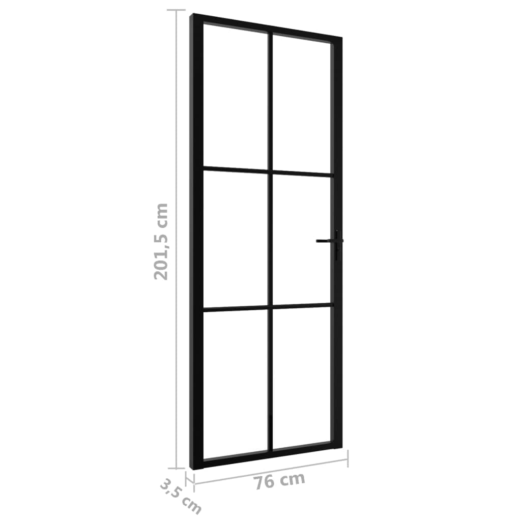 Interior Doors 29.92 x 79.33 in Aluminium Black and Transparent by vidaXL – 76 x 201.5 cm, Tempered Glass, Black and Transparent, Model 151202