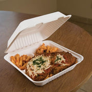 ECO PRODUCTS Green Products / 9" - 3 Compartment / white Clamshell Take Out Containers