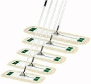 Winco 24" x 60" White Commercial Dust Mop Set