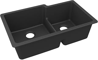 Elkay ELGULBO3322MB0 Quartz Classic 33" x 20-1/2" x 9-1/2" Double Bowl Undermount Sink with Aqua Divide, Matte Black