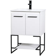 24 Inch Single Bathroom Vanity in White by Elegant Decor – 24" - Single, Engineered Wood, White, Model VF42024WH